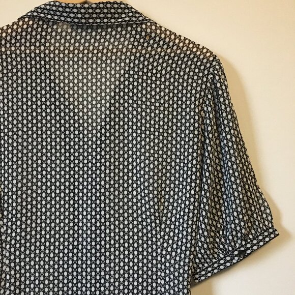 Semi Sheer Belted Modern Button Down Dress Shirt - Picture 5 of 16